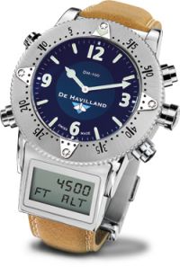 SWISS STEEL WATCH - DARK BLUE DIAL - LIGHT BROWN STRAP