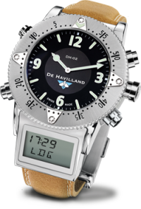 SWISS STEEL WATCH - BLACK DIAL - LIGHT BROWN STRAP