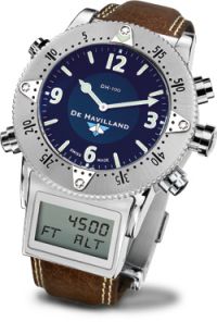 SWISS STEEL WATCH - DARK BLUE DIAL - DARK BROWN STRAP