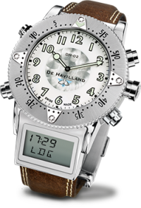 SWISS STEEL WATCH - WHITE + STEEL DIAL - DARK BROWN STRAP