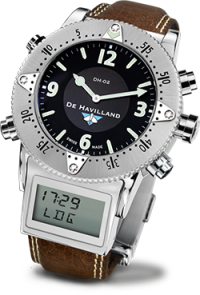 SWISS STEEL WATCH - BLACK DIAL - DARK BROWN STRAP