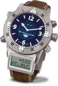 SWISS TITANIUM WATCH - DARK BLUE DIAL - DARK BROWN STRAP