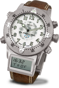 SWISS TITANIUM WATCH - WHITE + STEEL DIAL - DARK BROWN STRAP