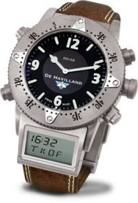 SWISS TITANIUM WATCH - BLACK DIAL - DARK BROWN STRAP